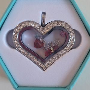 Origami Owl Silver Tone LOVE Heart Pendant New in Box
